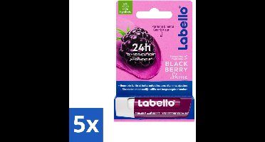 Labello – Lippenbalsem – Blackberry Shine – Lippenbalsem – Shea Boter & Jojoba Olie – 5,5 ml - Bulkverpakking - 5 stuks