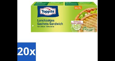 Toppits – Lunchzakjes – Hersluitbaar – 1 Liter – 50 Zakjes - Bulkverpakking - 20 stuks