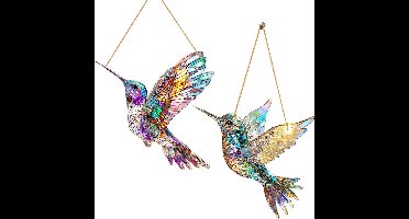 Boraboi® Tweekleurige acryl kolibrie zonnevangers voor ramen en tuindecoratie,Kleurrijk,20 cm