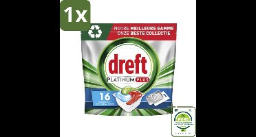 1 x Dreft Platinum Plus - All In One - Vaatwascapsules - Fresh Herbal Breeze - 16 Afwasbeurten - Vaatwascapsules - Vaatwasser - Schone Vaat - Frisse Geur - Vaatwasser Capsules