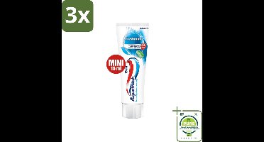 3 x Aquafresh Freshmint 3in1 Mini 15 ml - Grootverpakking - Tandpasta - Aquafresh - Freshmint - Fluoride - Tandplak