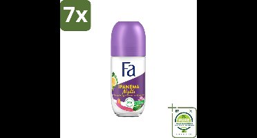 7 x Fa - Deodorant Roller - Ipanema Nights - Maracuja & Night Jasmine - 24 uur Bescherming - 50 ml - Grootverpakking - 24 Uur Deodorant - Deodorant Roller - Maracuja Deodorant - Nachtjasmijn Deodorant - Exotische Geur