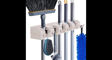 Bezemhouder - Zelfklevend - ABS - Bezem Ophangsysteem - Bezem Houder - Tuingereedschap - Wit