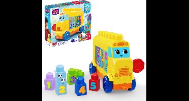Mega Bloks Bouwen en Tellen Bus - Speelgoedset met bouwblokken - 45 onderdelen