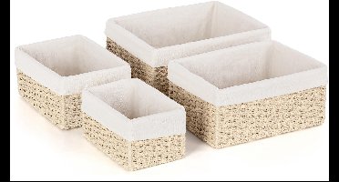 IMPERATORIS® Opbergmandjes Kunststof - Bureau Organizer Manden - Voor Lades en Kasten - Gevlochten Design - Stapelbaar - Set van 4 - beige