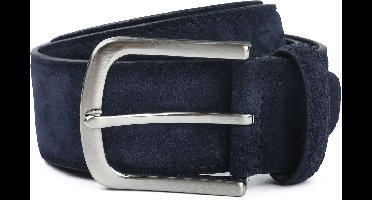 Suitable Riem Suède Leer Donkerblauw (navy) - Maat 95 - Heren leren broekriem / broeksriem - Ceintuur - Riem casual