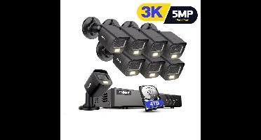 Beveiligingssysteem – CCTV Camera Set – Bewakingscamera – Beveiligingscamera – Surveillance Systeem – 16-Kanaals Bekabeld – 3K Resolutie & AI Detectie – 4TB Opslag Capacity