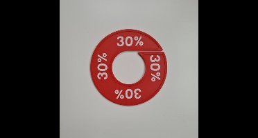 Maatring 9 cm rood/wit 30%