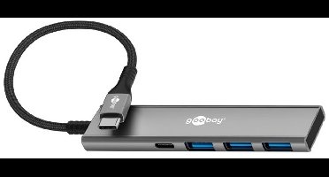 Goobay USB hub (USB-C) | 3x USB-A + 1x USB-C | USB3.0 5 Gbps | aluminium | 0,10 meter