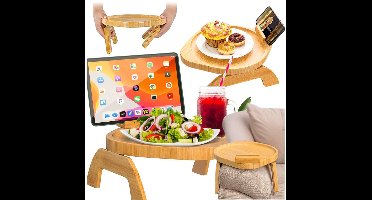 MORE&DECO - Bamboo Tafelplateau - Voor Sofa - Beugel voor Tablet