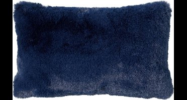 Dutch Decor ZAYA - sierkussen 30x50 cm - bontlook - Insignia Blue - blauw - Inclusief binnenkussen - Luxe kussens voor woonkamer & bank