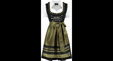 Dirndl Zwart-Olijfgroen 3-delig