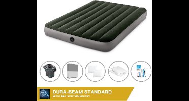 Intex Luchtbed - Twijfelaar - 137 x 191 x 25 cm - Groen - Inclusief Pomp - Hoeslaken - Kussen - Kussenbeschermer en Reparatieset
