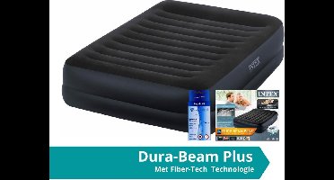 Intex Pillow Rest Raised - Luchtbed - 2 Persoons - Inclusief Ingebouwde Pomp en Repairset - 203x152x47 cm - PVC - Blauw