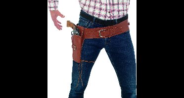 Smiffys - Faux Leather Single Holster With Belt Kostuum Accessoire - Bruin