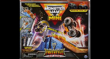 Monster Jam Mini - Freestyle Flip Arena-speelset en opslag met 2 Monster Jam-minitrucks
