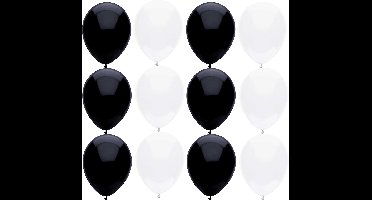 Haza Ballonnen verjaardag/thema feest - 200x stuks - zwart/wit