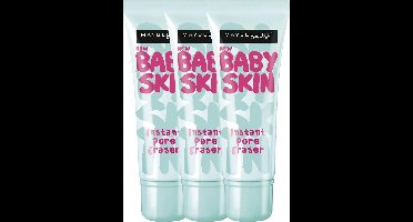 Maybelline Babyskin Pore Eraser Primer - Transparant - 3 stuks - Voordeelverpakking