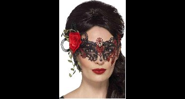SMIFFY'S - Zwart en rood Día de los Muertos masker