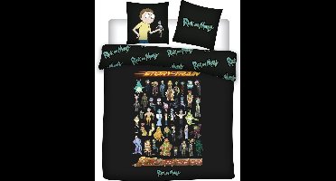 Rick and Morty Dekbedovertrek Story Train - Lits Jumeaux - 240 x 220 cm - Zwart