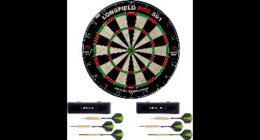 Dartbord Longfield professional - Dia 45.5 cm - met 6x goede kwaliteit dartpijltjes - Darten voor thuis - Dartspel