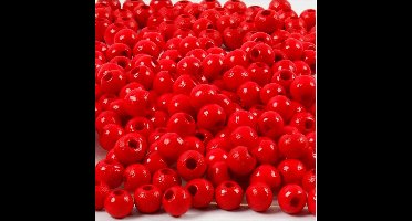Houten Kralen, d 5 mm, gatgrootte 1,5 mm, ca. 150 stuk, rood, 6 gr/ 1 doos