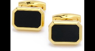 Manchetknopen - Achthoekig Goud met Zwart Emaille