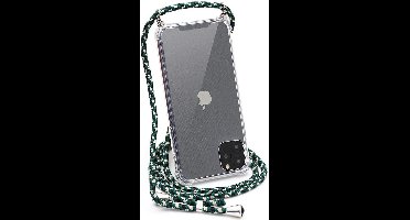 Hoesje Geschikt voor iPhone 12 Pro Max hoesje Backcover Met koord - Camouflage Groen