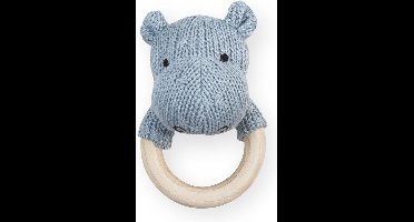 Jollein Bijtring met rammelaar - Hippo - Soft Blue