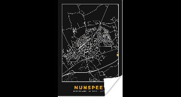 Poster Nunspeet - Plattegrond - Kaart - Goud - Stadskaart - 20x30 cm