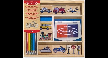 Houten speelgoed stempelset voertuigen - Creatief speelgoed - Knutselspullen voor kinderen