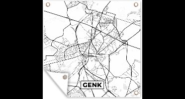 Tuinposters Stadskaart – Plattegrond – België – Zwart Wit – Genk – Kaart - 50x50 cm - Tuindoek
