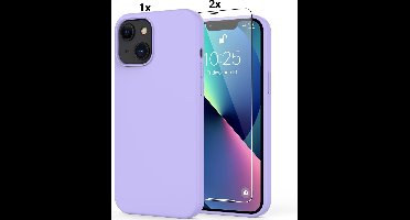 Hoesje Geschikt voor iPhone 11 Hoesje Soft Nano Silicone Backcover Gel Lavendel Paars Met 2x Glazen screenprotector