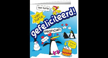 wenskaart pingu√É¬Øns cartoon 14 x 16 cm karton