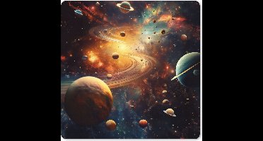 Muismat XXL 60x60 cm - Bureau onderlegger - Bureau mat Melkweg - Ruimte - Neon - Planeten - Bureaumat - Gaming mousepad xl - Bureaulegger groot - Computer deskmat - Geschikt voor Gaming Muis en Gaming PC set-up