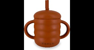 Youly® Bubble Rietjesbeker – Anti-Lek Drinkbeker – Siliconen Drinkbeker voor Kinderen – BPA-vrij – Antislip – Vaatwasserbestendig – Roest Bruin – 160 ml