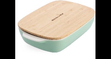 KitchenAid Ovenschaal incl bamboe deksel - Medium: 1,8L - magnetron- en ovenbestendig tot 260°C zonder deksel - Pistache groen