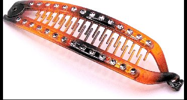 Bananenklem transparant bruin met strass lang