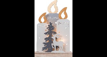 Star Trading "Fauna" - LED Kerstverlichting - kaarsen / rendier - spar - B 24 cm - H 39 cm