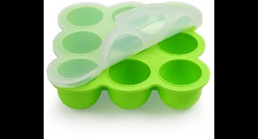 Opbergcontainer voor babyvoeding, siliconen diepvriescontainer met 9-raster vriezerbak, perfecte voedselcontainer voor zelfgemaakte babyvoeding (groen)
