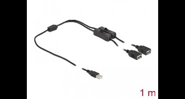 Delock Cable USB Type-A male to 2 x USB Type-A female with switch 1 m