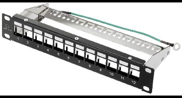 Renkforce RF-4996626 12 poorten Patchpaneel 254 mm (10) Zonder connectoren 1 HE Zwart Niet ingericht