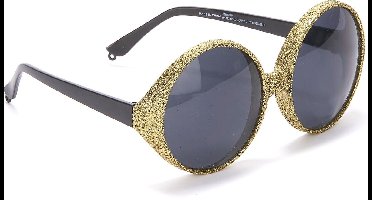 Vegaoo - Ronde goudkleurige glitterbril voor volwassenen