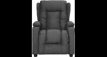 Relaxstoel – Fauteuil – Ligstoel – Draaifauteuil – Tv-stoel – Donkergrijs Stof – Verstelbare Rugleuning Met Voetensteun – Inclusief 2 Bekerhouders