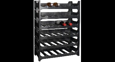 Cosy & Trendy Wijnrek Stapelbaar - Set Van 6, 36 Flessen - Modulair Wine Rack - Kunststof - Zwart - Ruimtebesparend, 60,5 x 28 x 14 cm