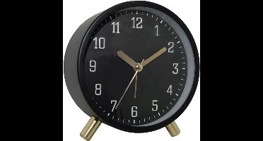 Zwarte stille analoge wekker – metalen ronde wekker met nachtlampje, batterij aangedreven, geruisloos zonder tikken, ideaal voor slaapkamer, bureau, kinderen, studenten, ouderen en als cadeau