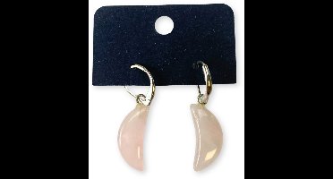 Rozenkwarts Maan oorbellen - fashion jewelry