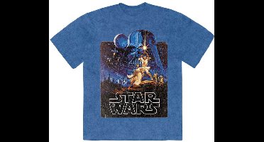Disney Star Wars - Luke & Leia Pose Heren Tshirt - XL - Blauw