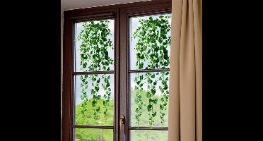 2-pack groene blad raamstickers, hangende groene bladeren raamstickers, groene klimplanten statische raamstickers voor thuis, woonkamer, kantoor, klaslokaal, glazen ramen, deurdecoratie