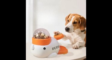 Interactieve Voerbak in De Vorm Van Een Eend, Twee-in-één Slow Feeder, Hondenspeelgoed, Voerbak Voor Huisdieren, Vermindert Een Opgeblazen Gevoel, Voorkomt Slikproblemen (Wit)